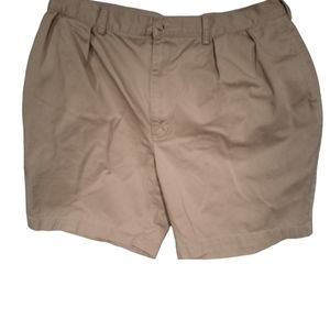 polo ralph lauren classic chino khaki shorts cotton pleated front 40 8" inseam